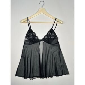 Vintage 1970’s Nancy King Lingerie Short Black Sheer Sexy Nighty Negligee